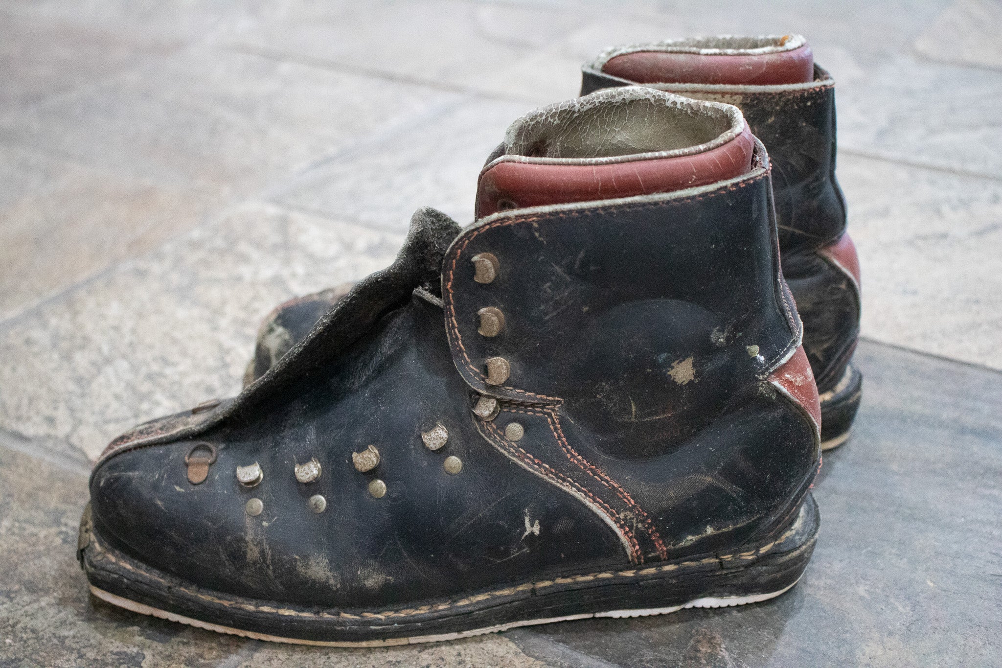Vintage Black  Dolomite Leather Ski Boots