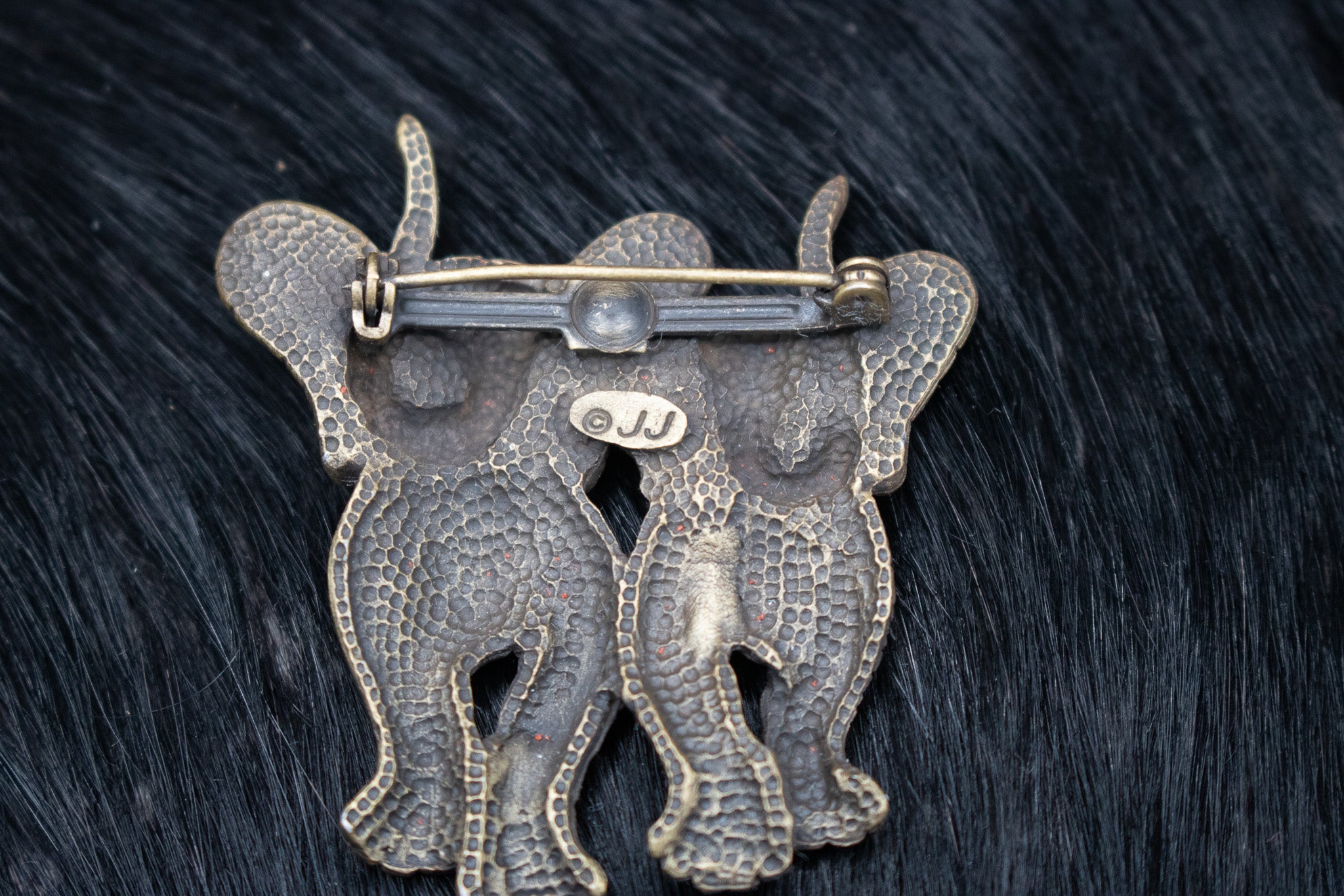 Vintage 1980's JJ Jonette Pewter Marching Elephant Friends Brooch