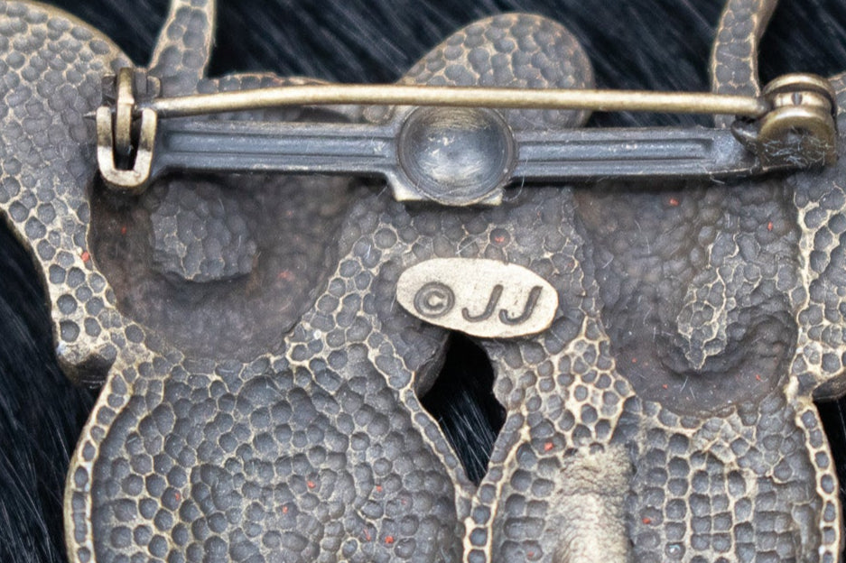 Vintage 1980's JJ Jonette Pewter Marching Elephant Friends Brooch