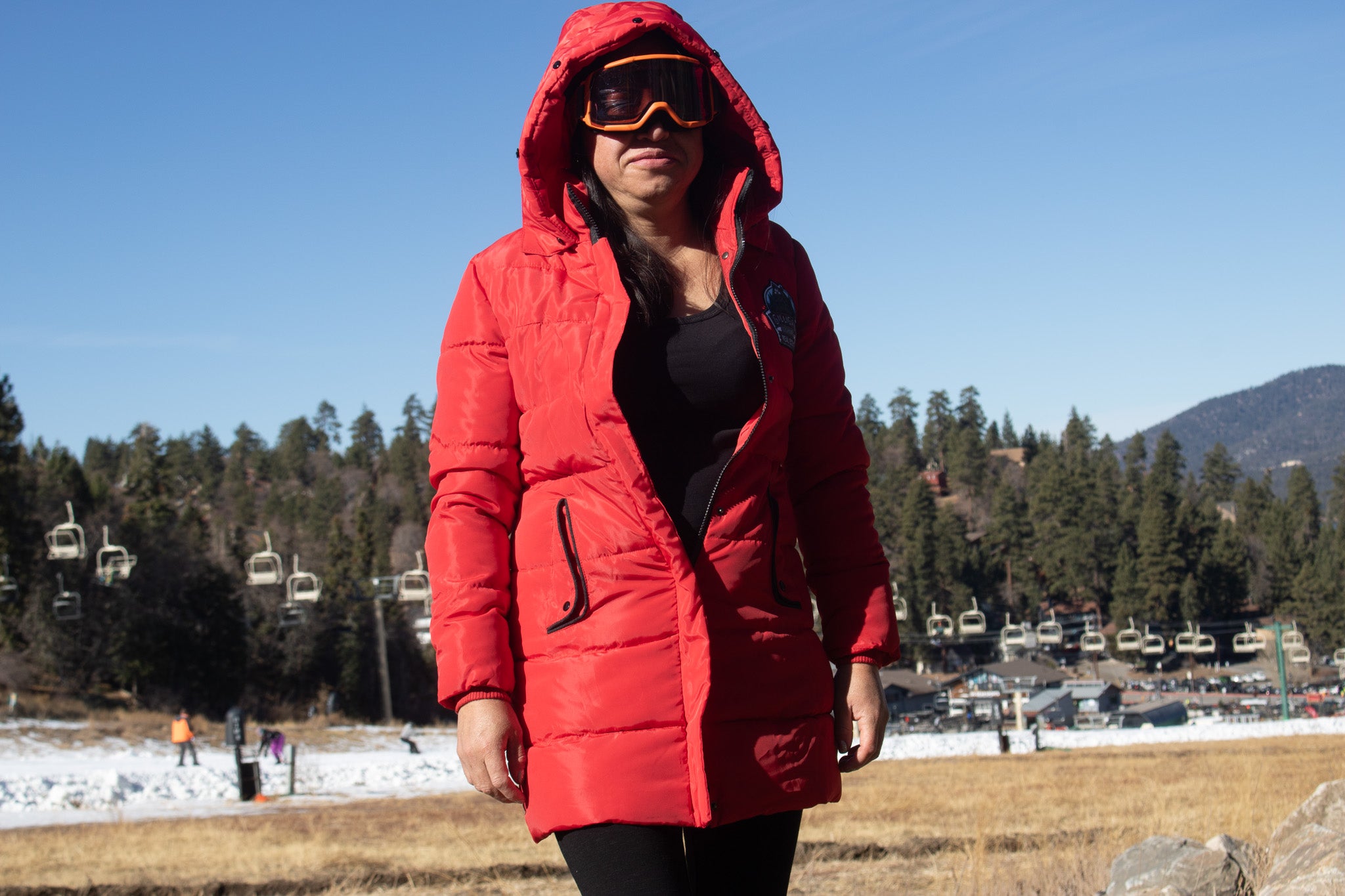 Long Puffer Style Red Winter Coat
