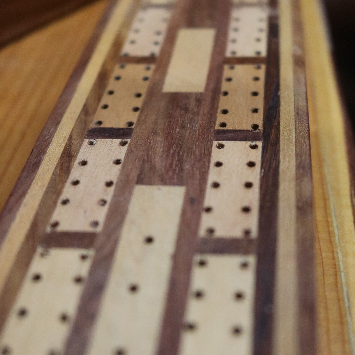 Wooden Cribbage Board Game Set with Playing Cards Storage Box Classic Tabletop Game