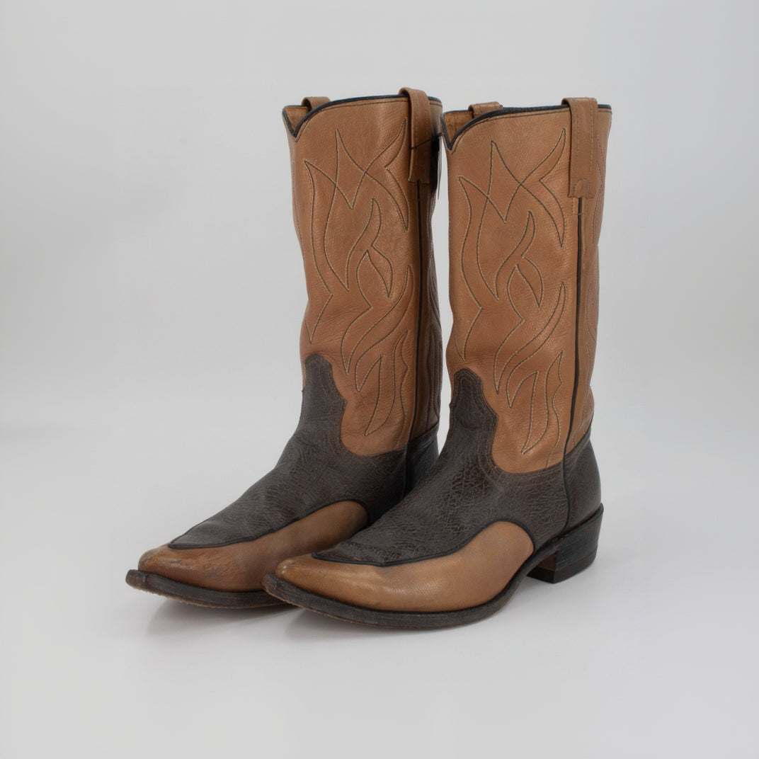 Unbranded Multi-Colored Leather Boots Light/Dark Brown-Size 8D in men's