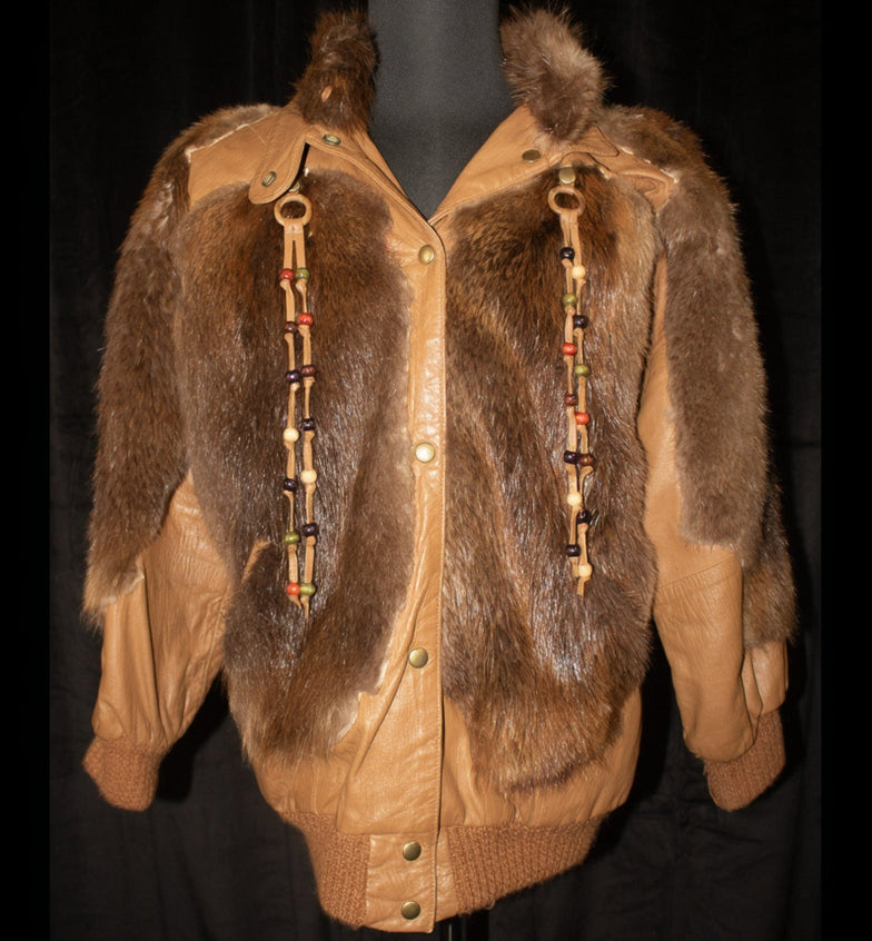 Fur Boutique by TMG Fur Brown Leather Coat Size Small