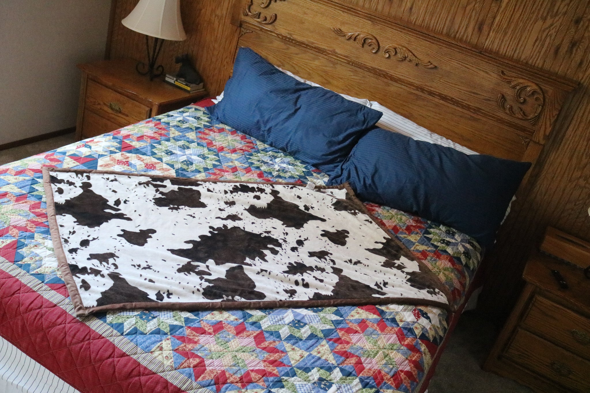 Soft Cozy Double Sided Cow Hide Style Print Flannel Fleece Blanket