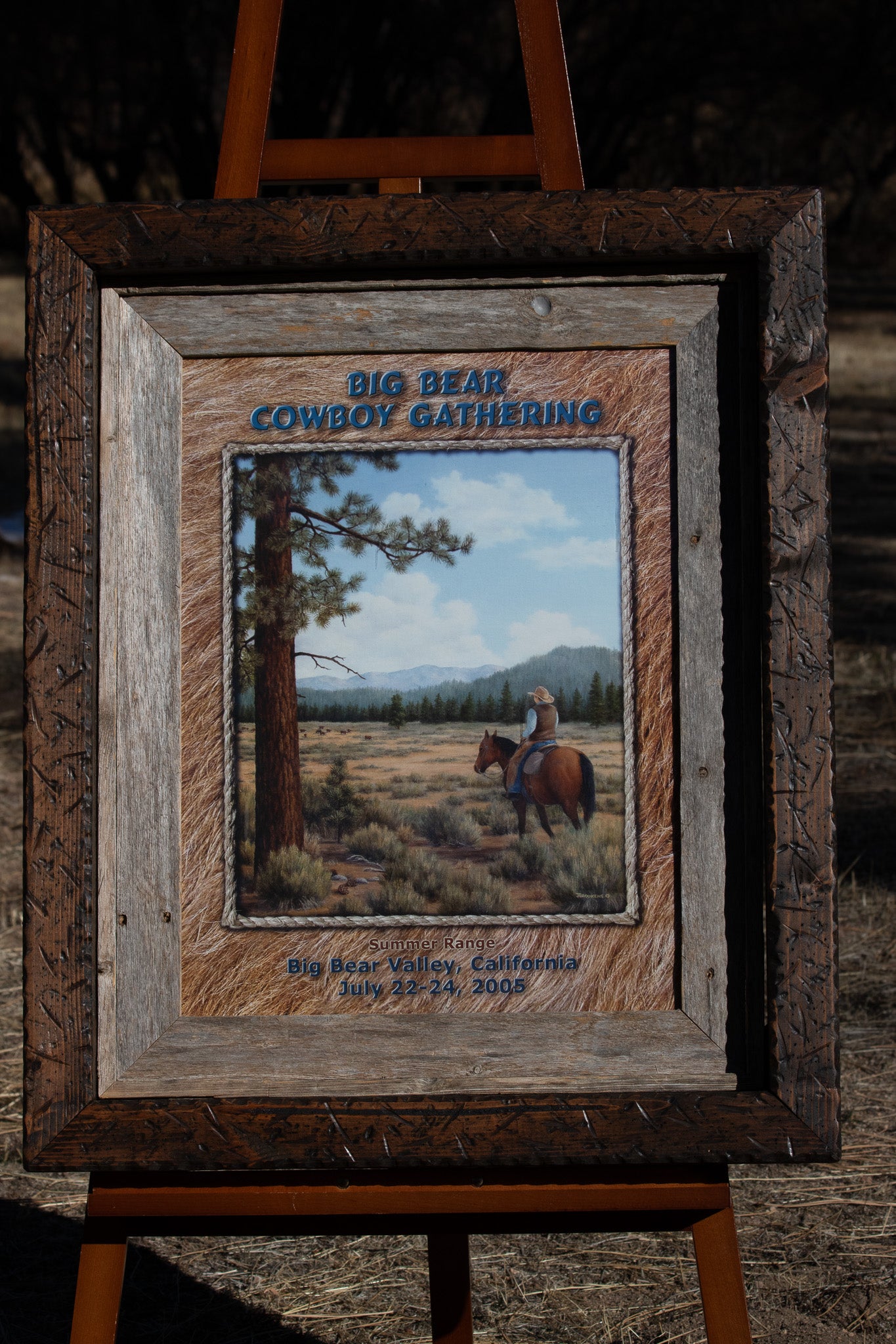 Big Bear Cowboy Gathering 2005 Framed Poster – Rustic Western Wall Art Barnwood Frame 28x34