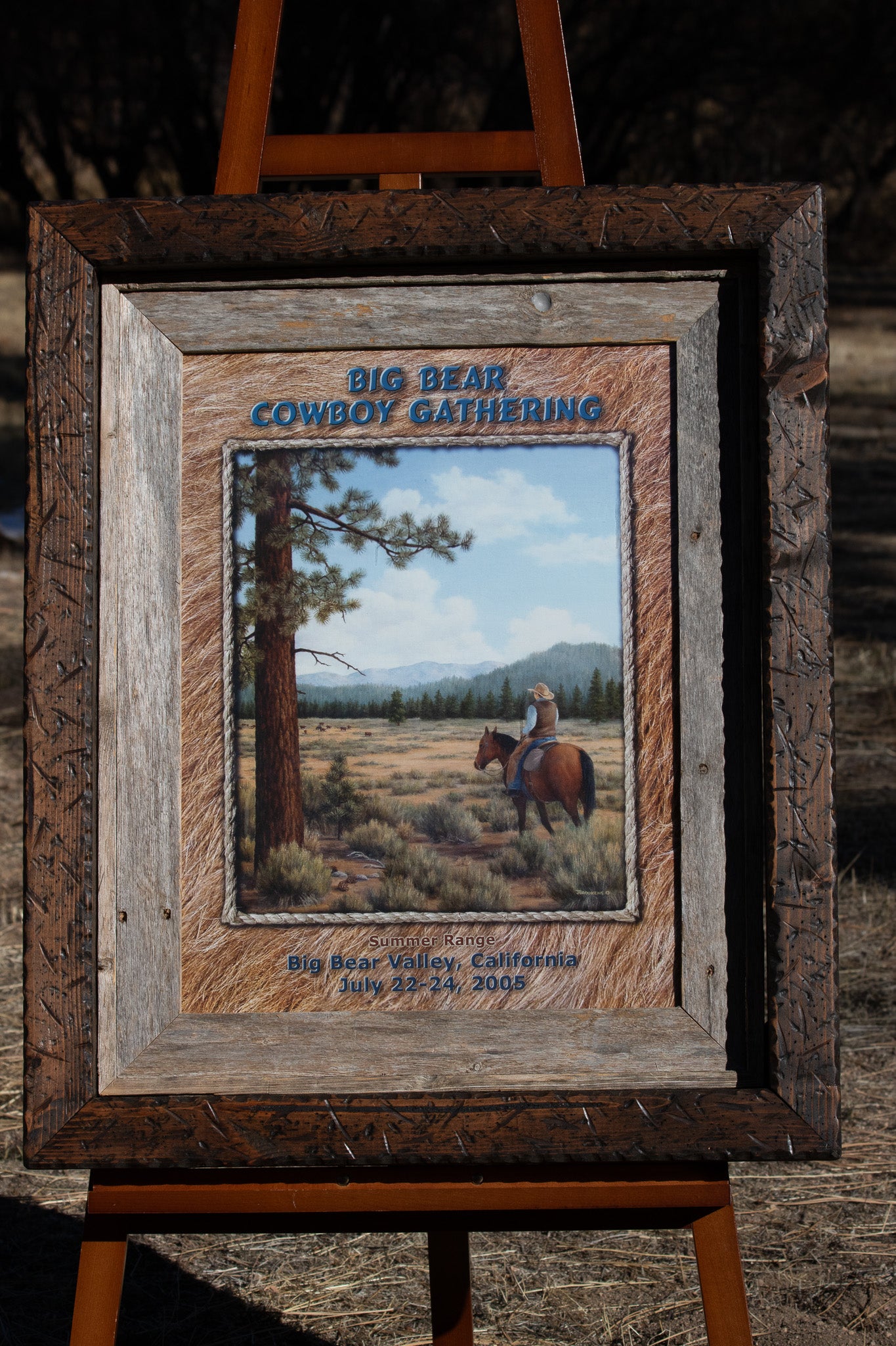 Big Bear Cowboy Gathering 2005 Framed Poster – Rustic Western Wall Art Barnwood Frame 28x34