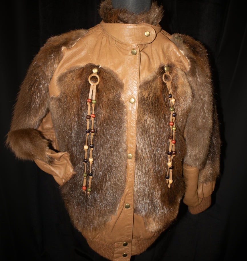 Fur Boutique by TMG Fur Brown Leather Coat Size Small