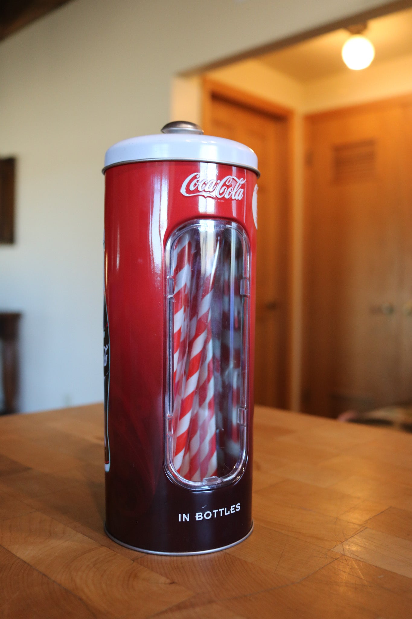 Coca-Cola Metal Tin Straw Holder