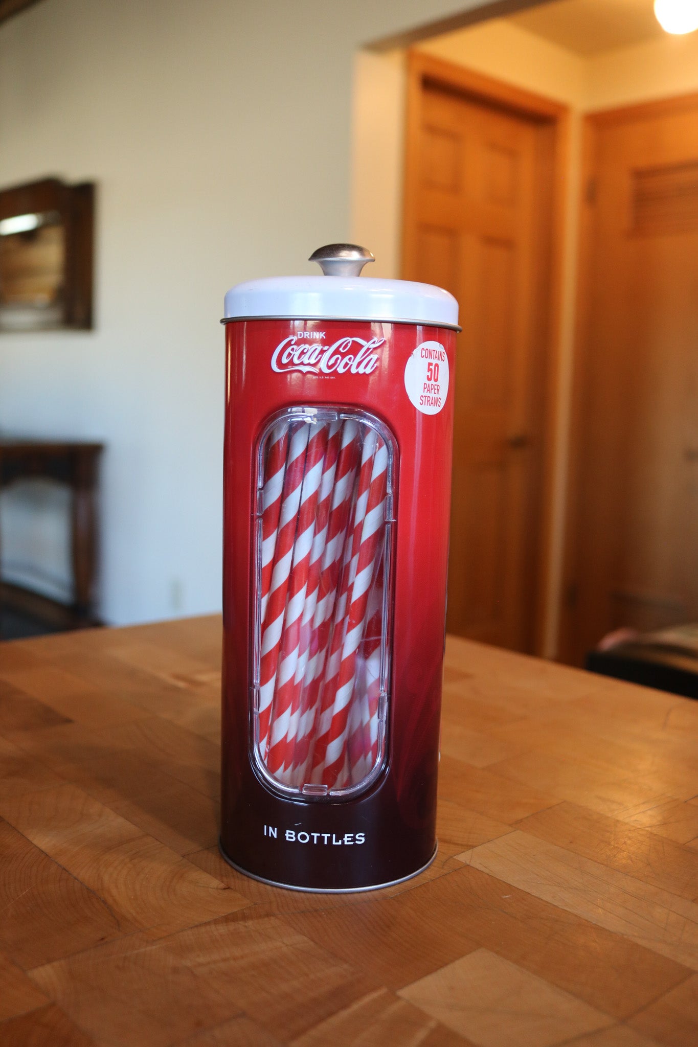 Coca-Cola Metal Tin Straw Holder