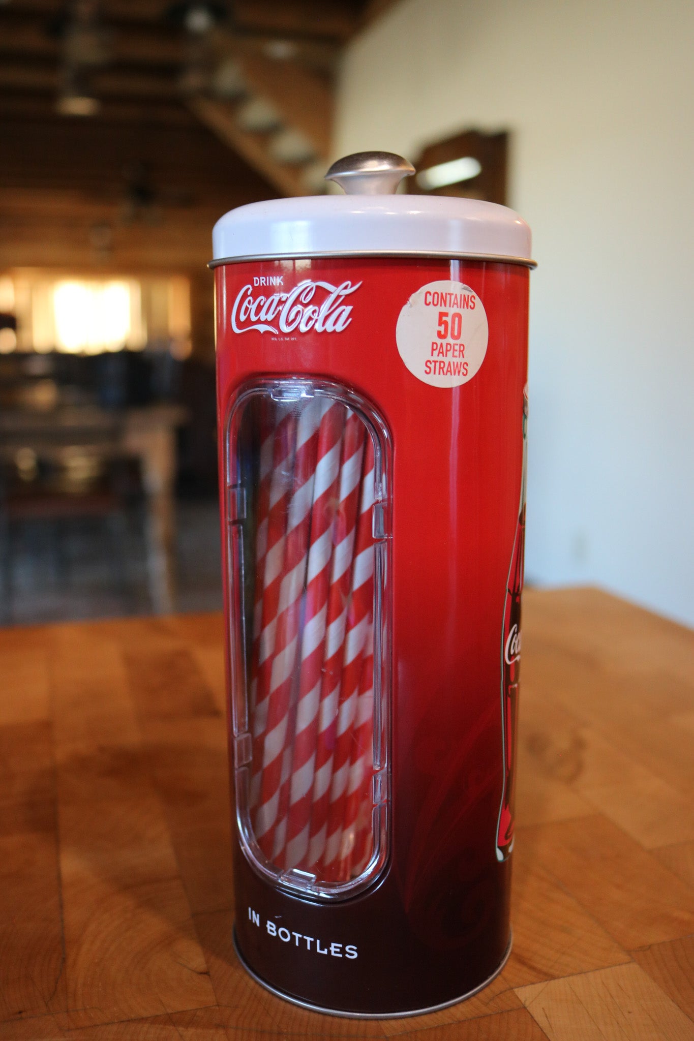 Coca-Cola Metal Tin Straw Holder
