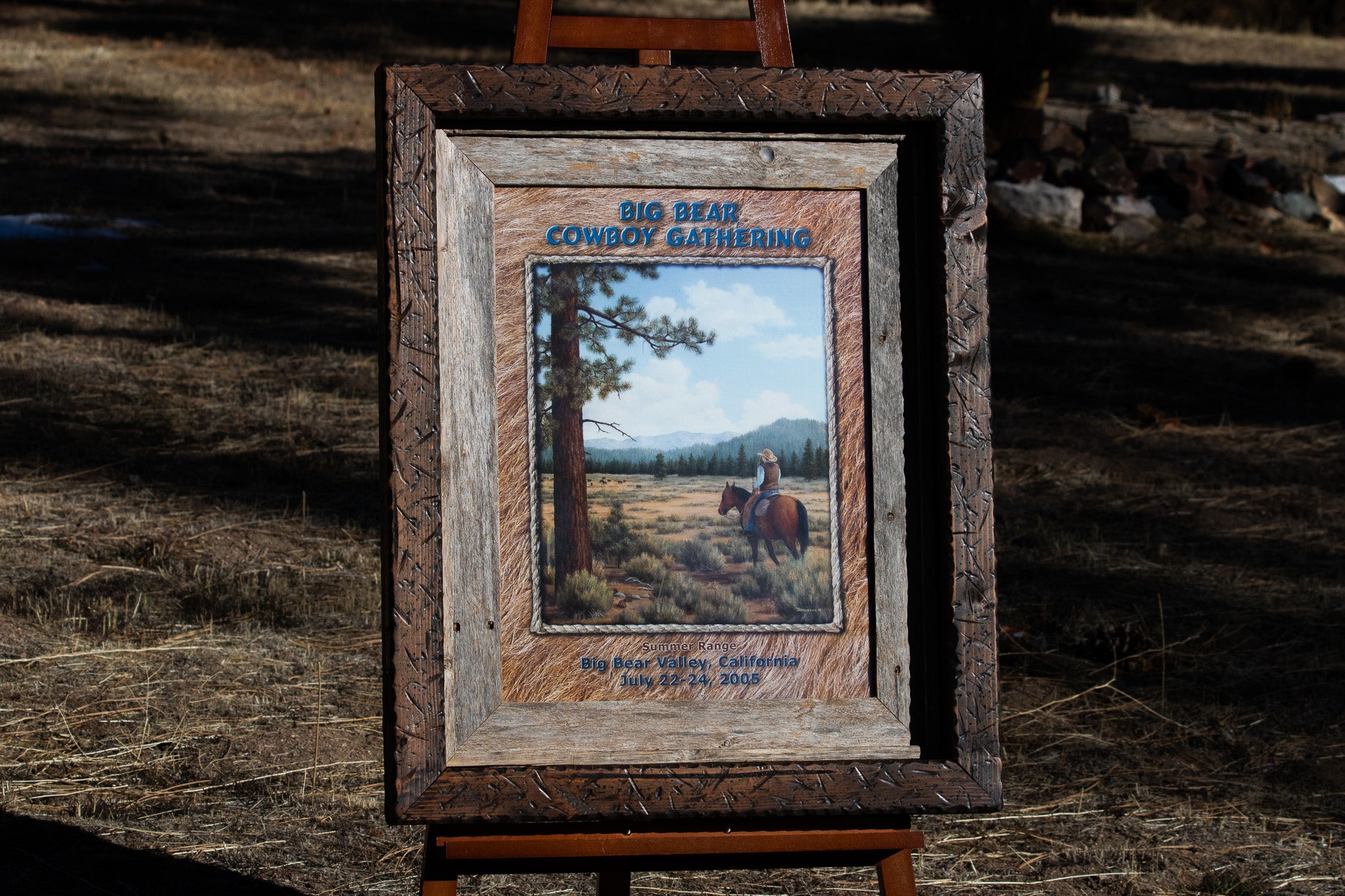 Big Bear Cowboy Gathering 2005 Framed Poster – Rustic Western Wall Art Barnwood Frame 28x34