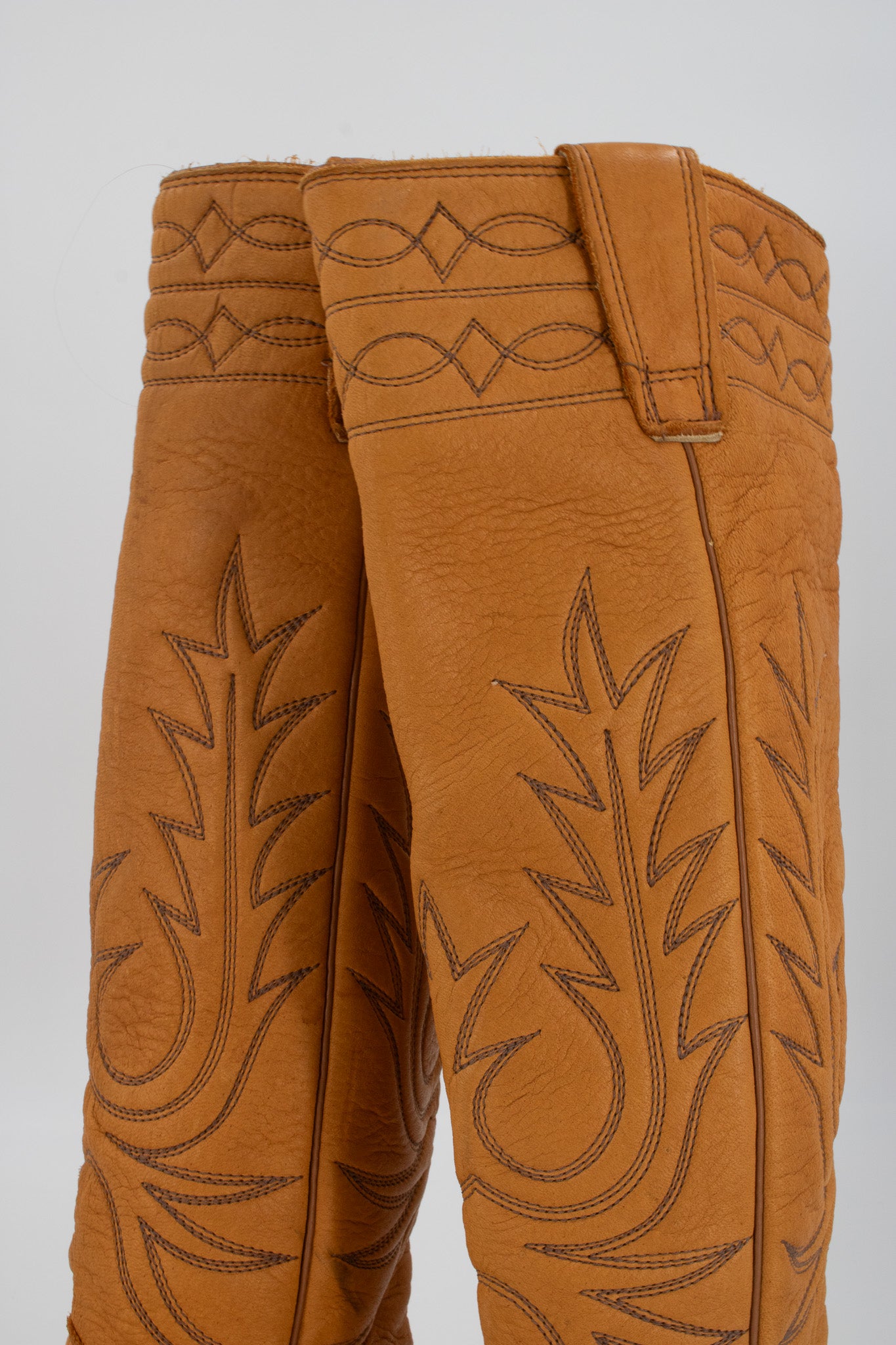 The Classic Stewart Boot Company 70's Vintage Brown Leather Cowboy Boots Size 5 1/2