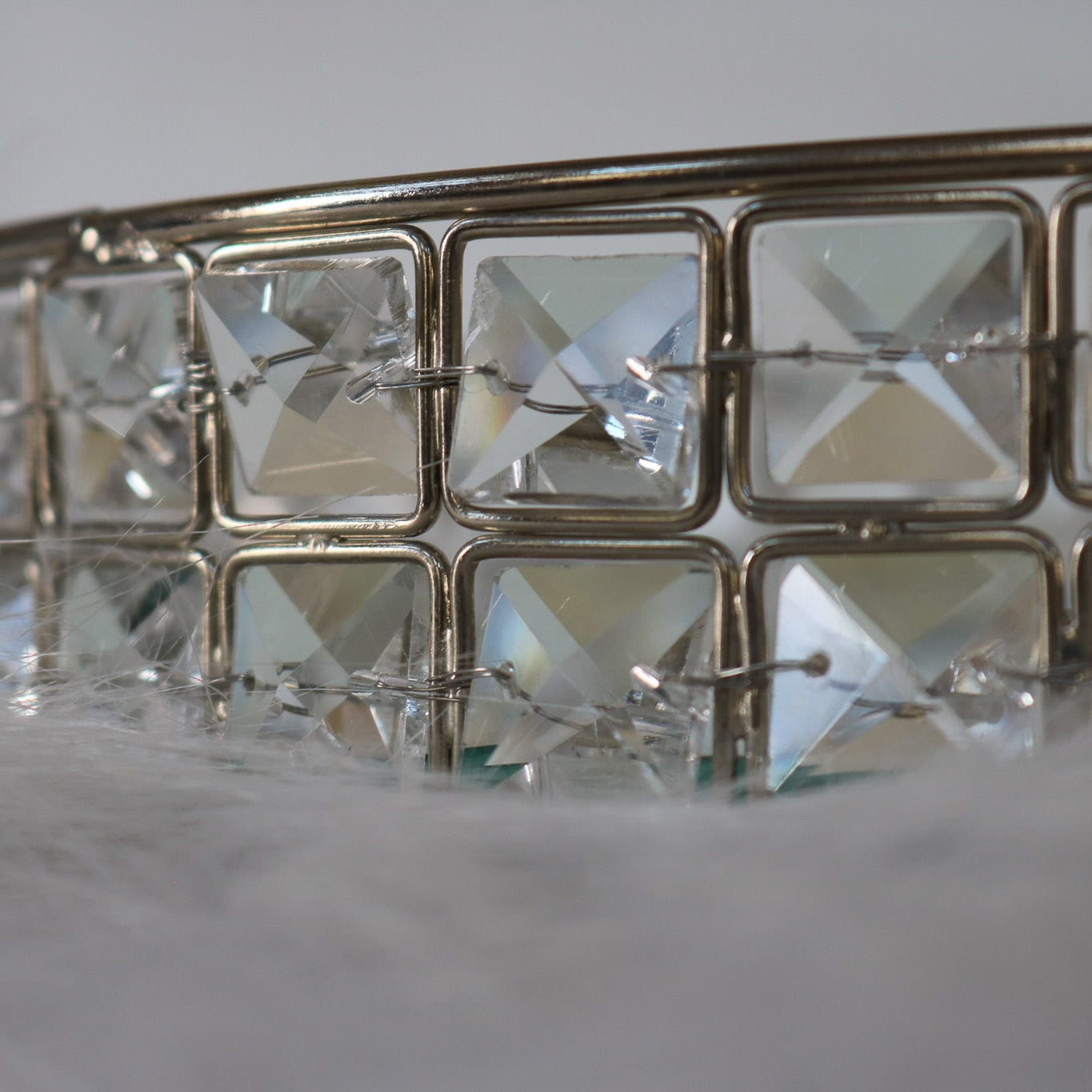 Elegant and Glamorous Gem-Lined Vanity Tray with Mirror