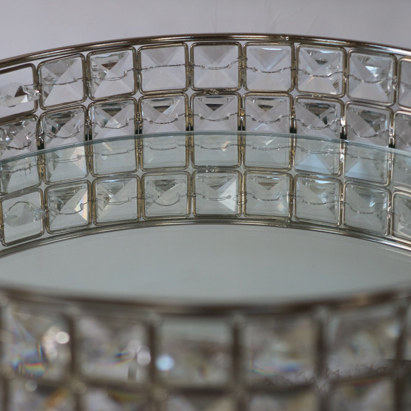 Elegant and Glamorous Gem-Lined Vanity Tray with Mirror