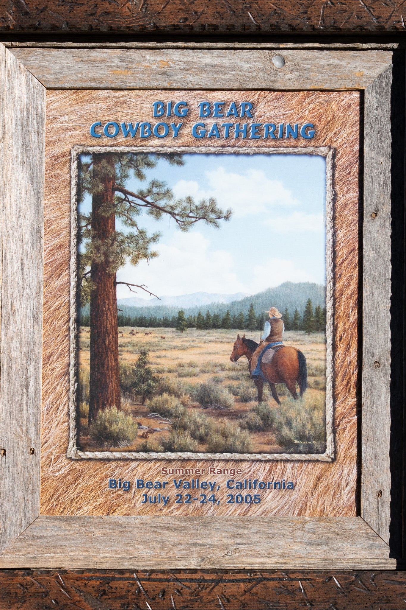 Big Bear Cowboy Gathering 2005 Framed Poster – Rustic Western Wall Art Barnwood Frame 28x34