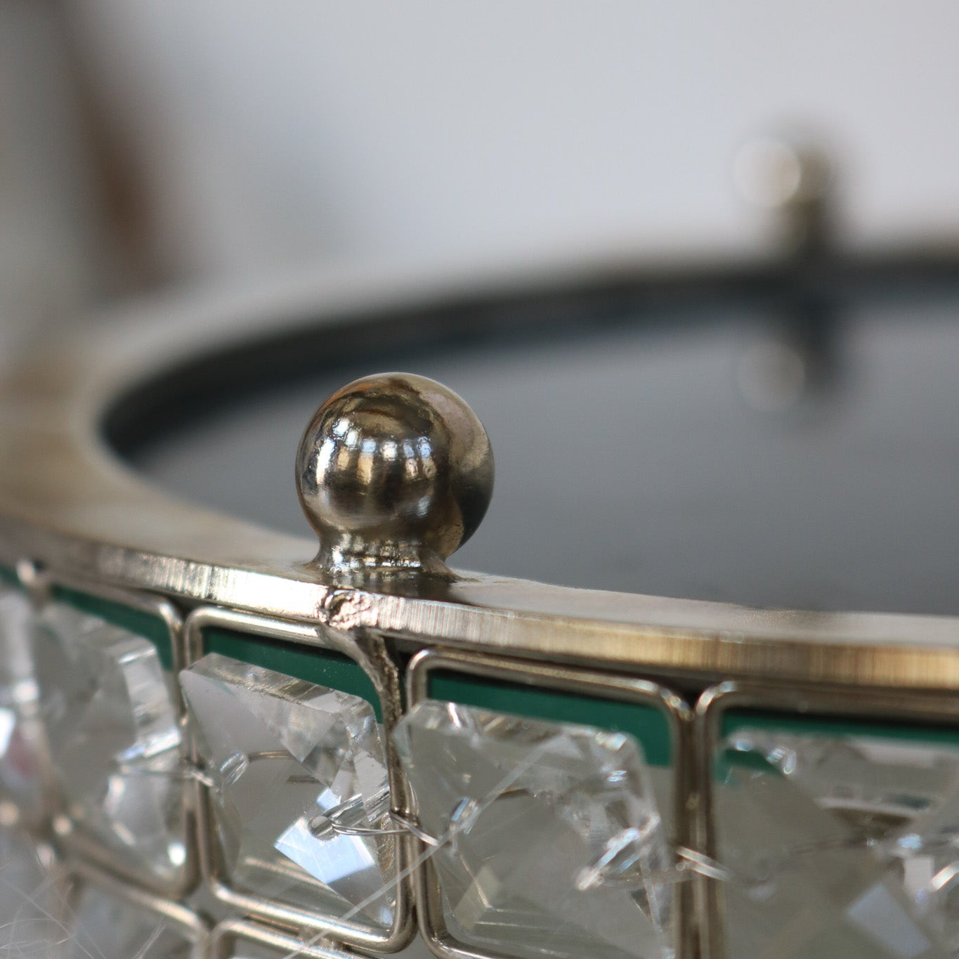 Elegant and Glamorous Gem-Lined Vanity Tray with Mirror