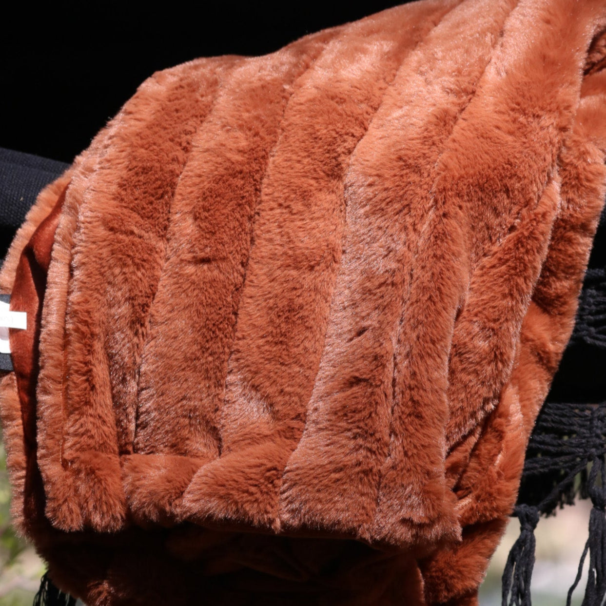 DKNY Wide Stripe Faux Fur Throw Soft Brown Blanket 50” x 70” for Ultimate Warmth and Style