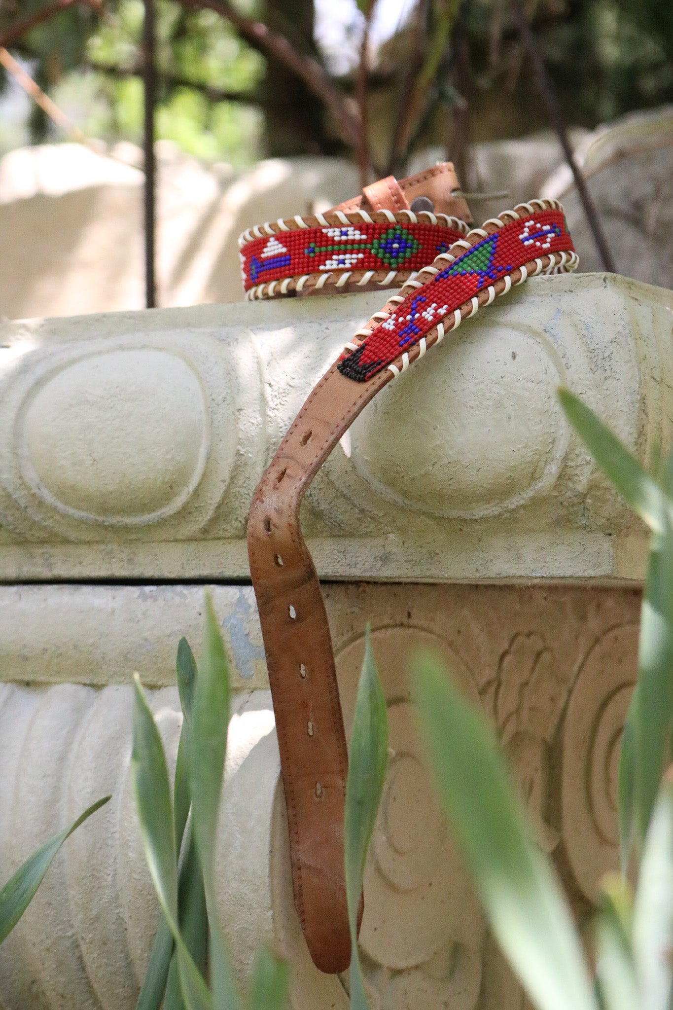 Beaded Cowhide Belt