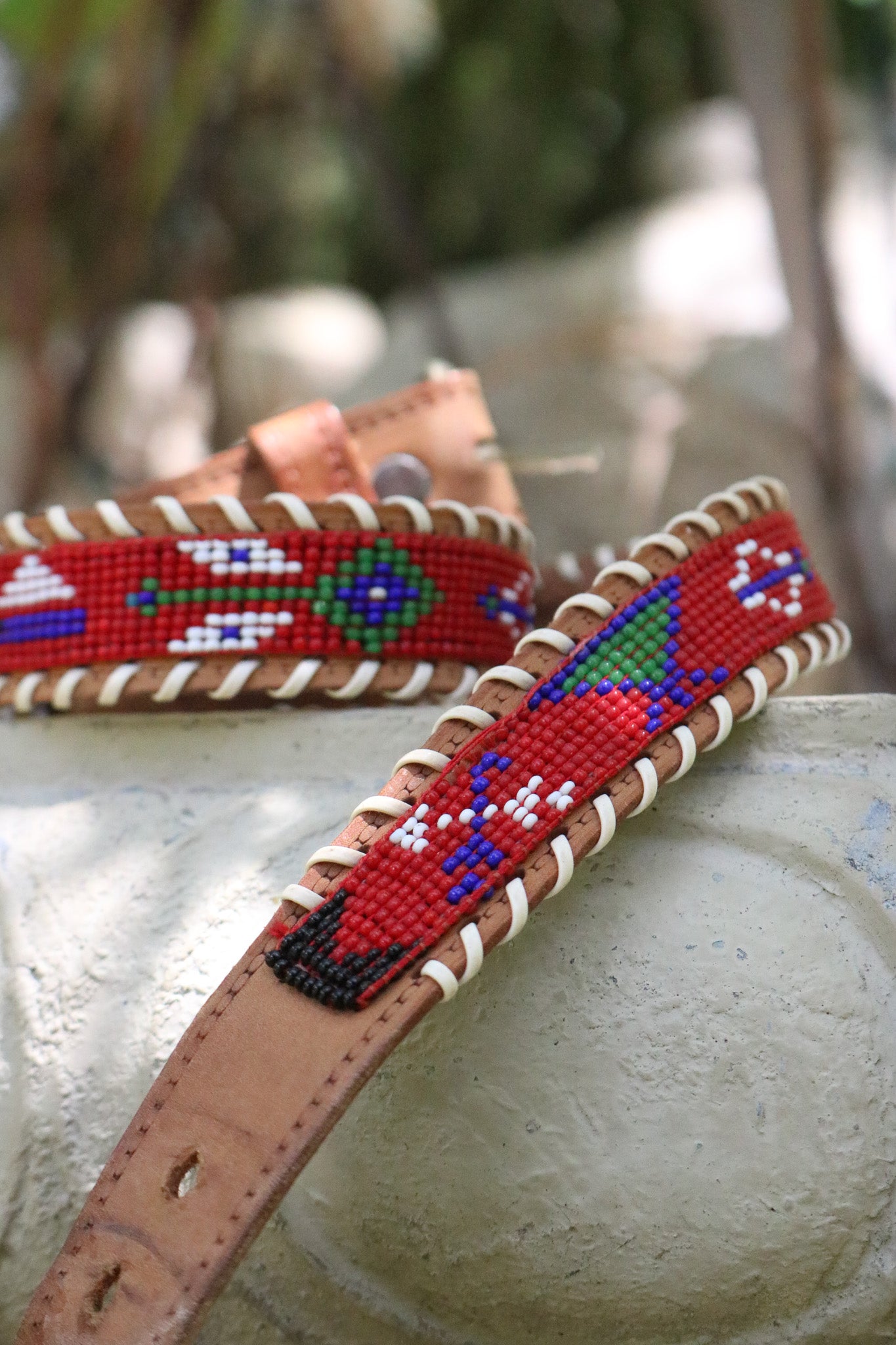 Beaded Cowhide Belt