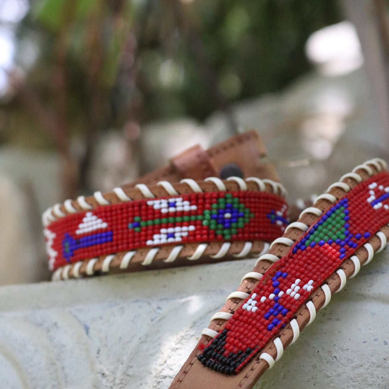 Beaded Cowhide Belt