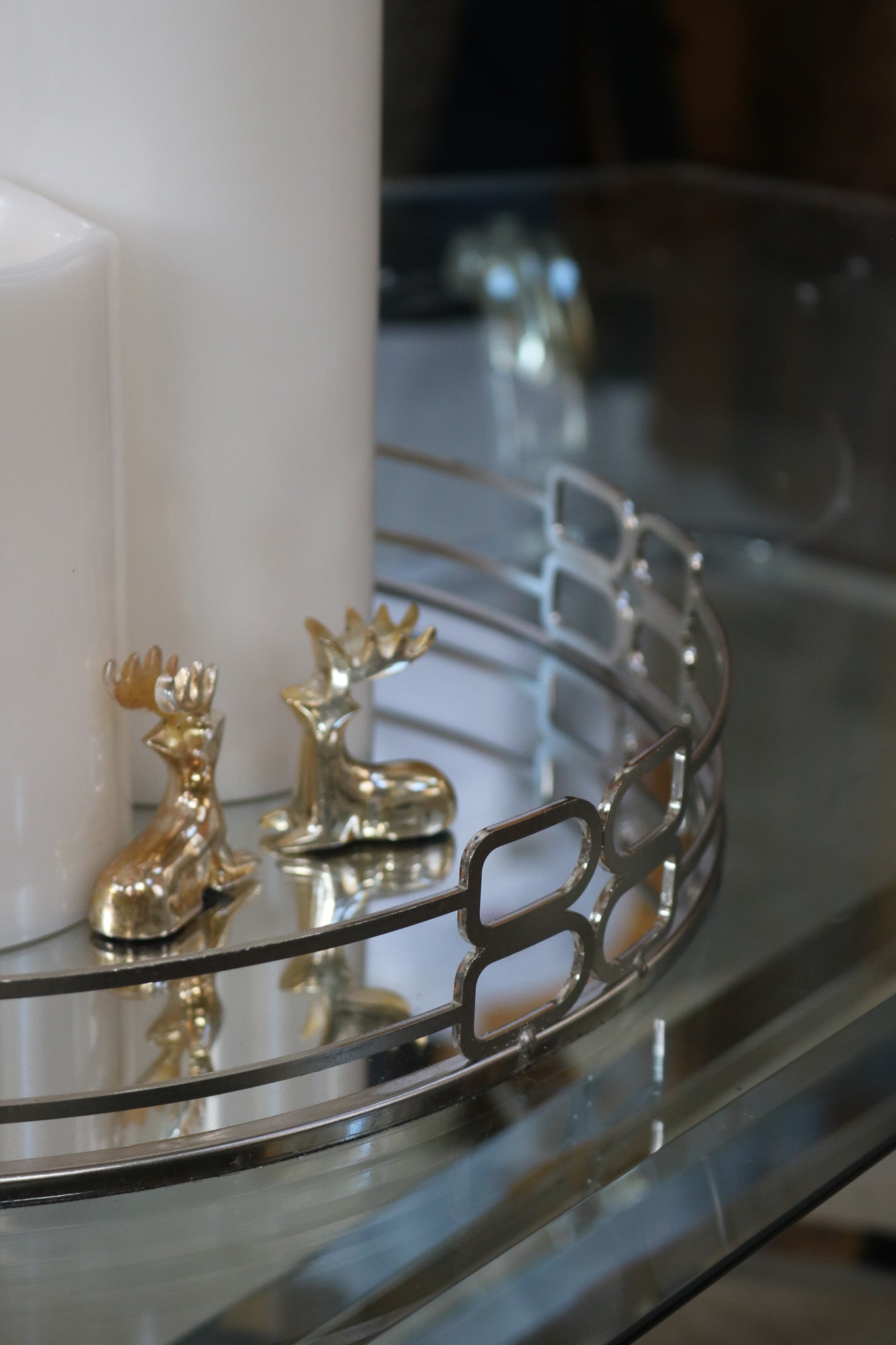 Mirror Tray with Elegant Metal Frame