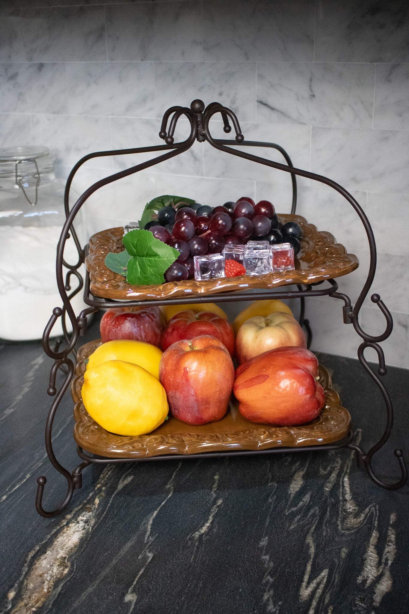 Two Tier Celebrating Home Square Serving Dish