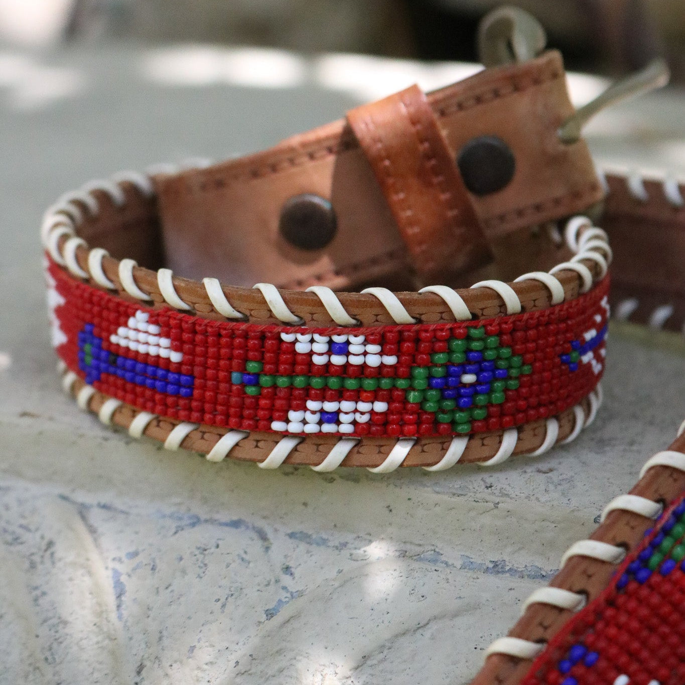 Beaded Cowhide Belt