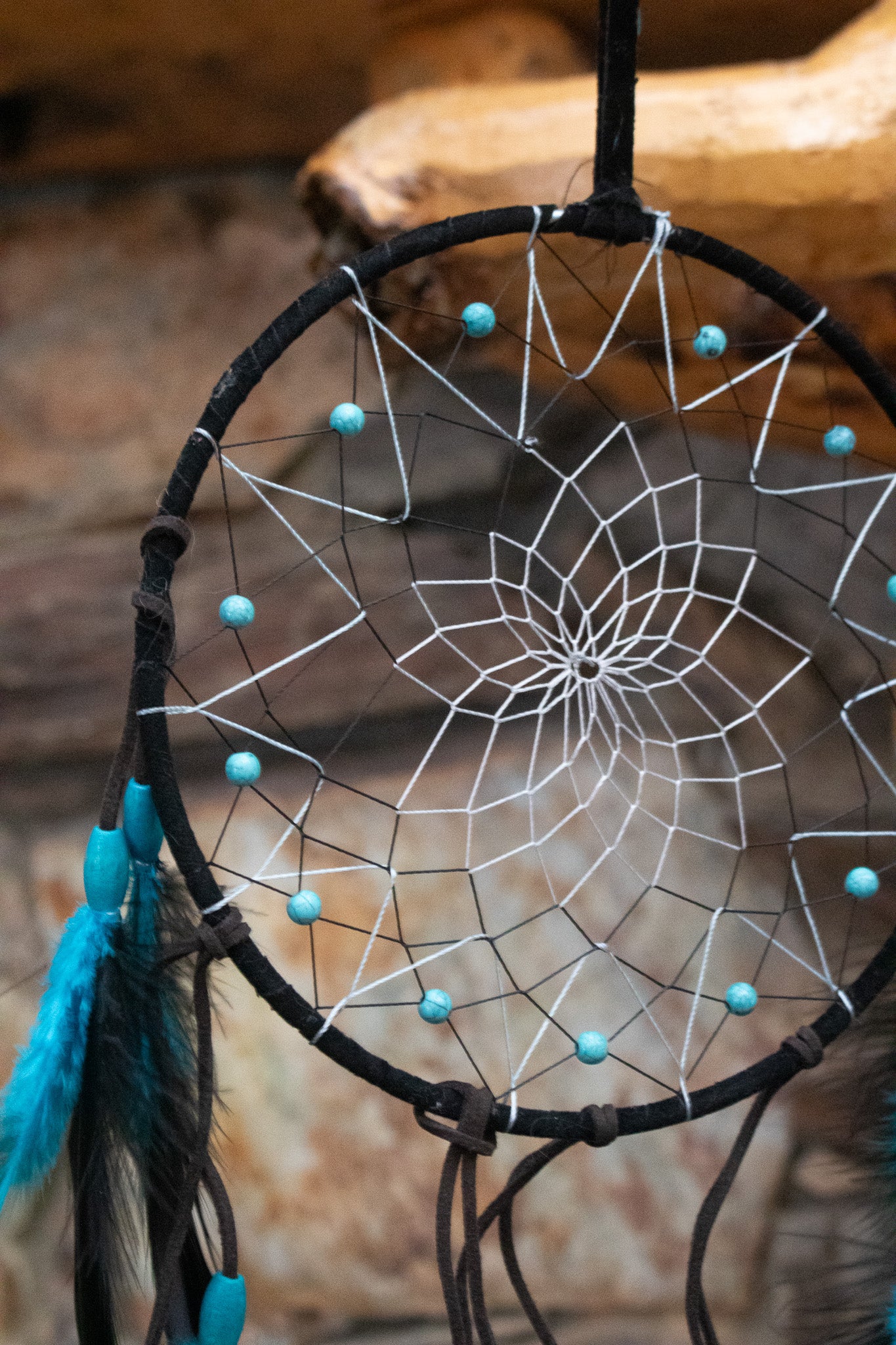 Handmade Blue and Black Feather Dream Catcher