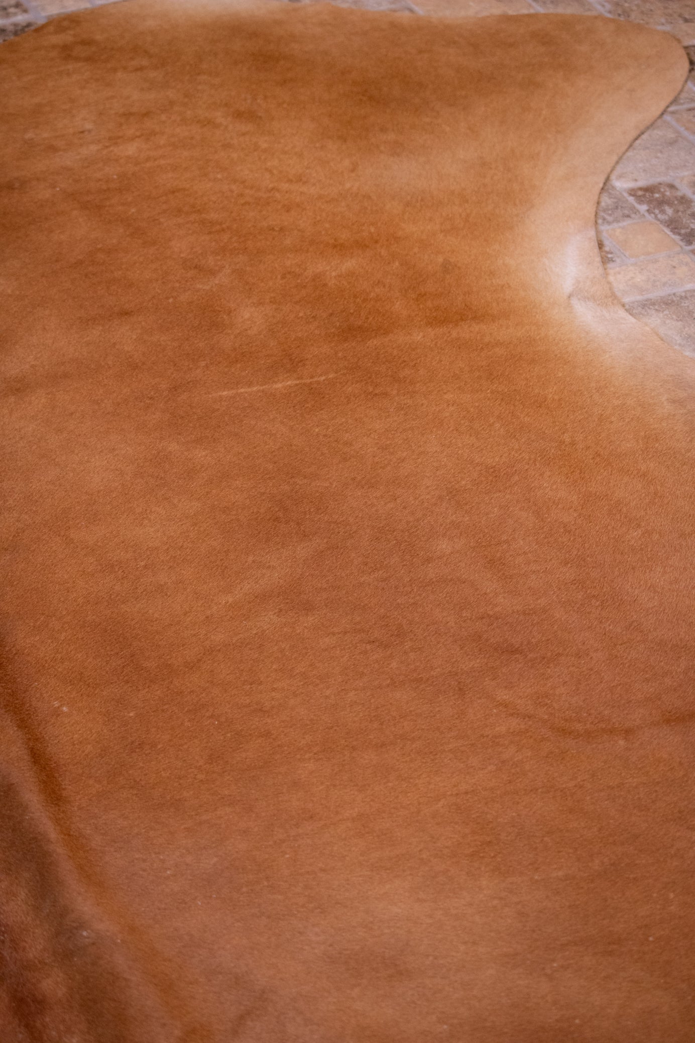 Light Mahogany Cowhide Rug – Elegant Leather Accent for Any Room