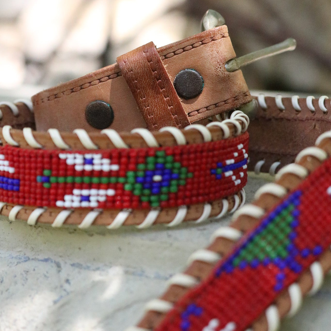 Beaded Cowhide Belt
