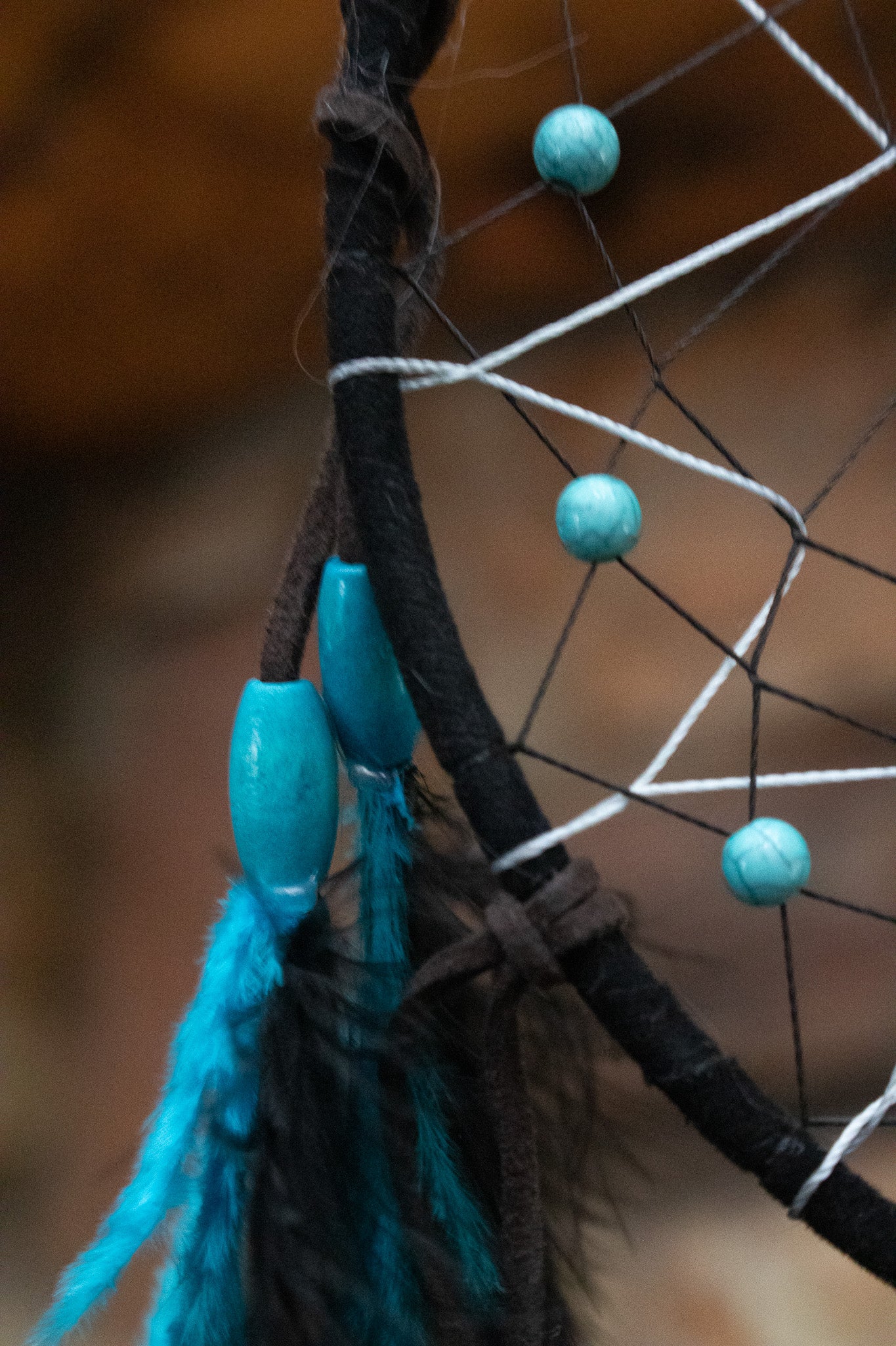 Handmade Blue and Black Feather Dream Catcher