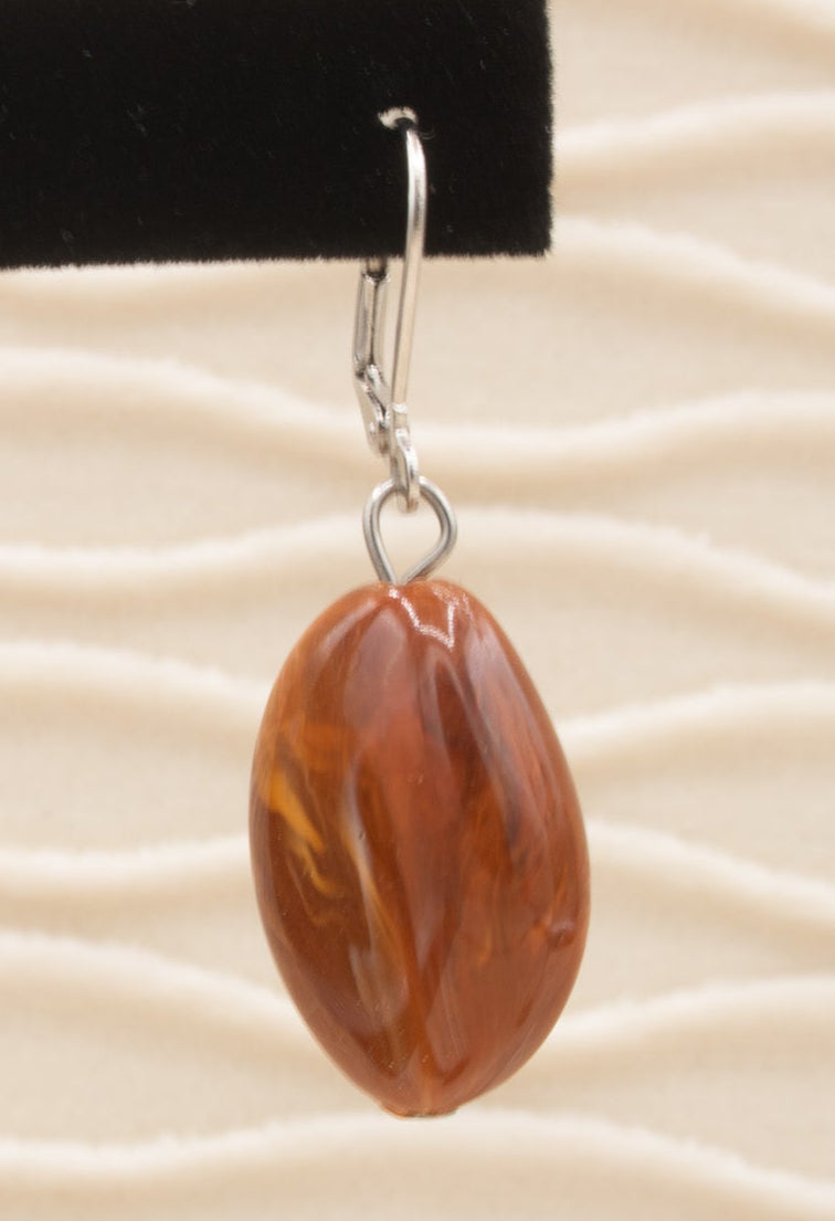 Handmade Brown Bead Dangle Earrings