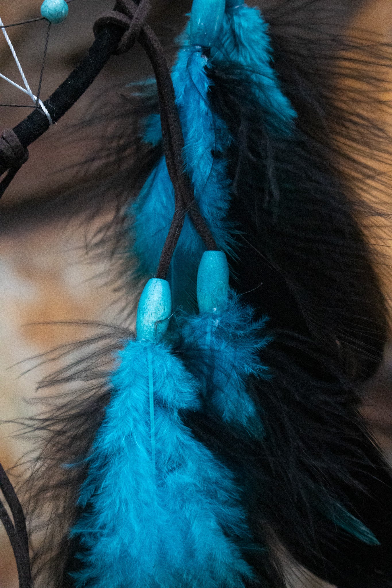Handmade Blue and Black Feather Dream Catcher