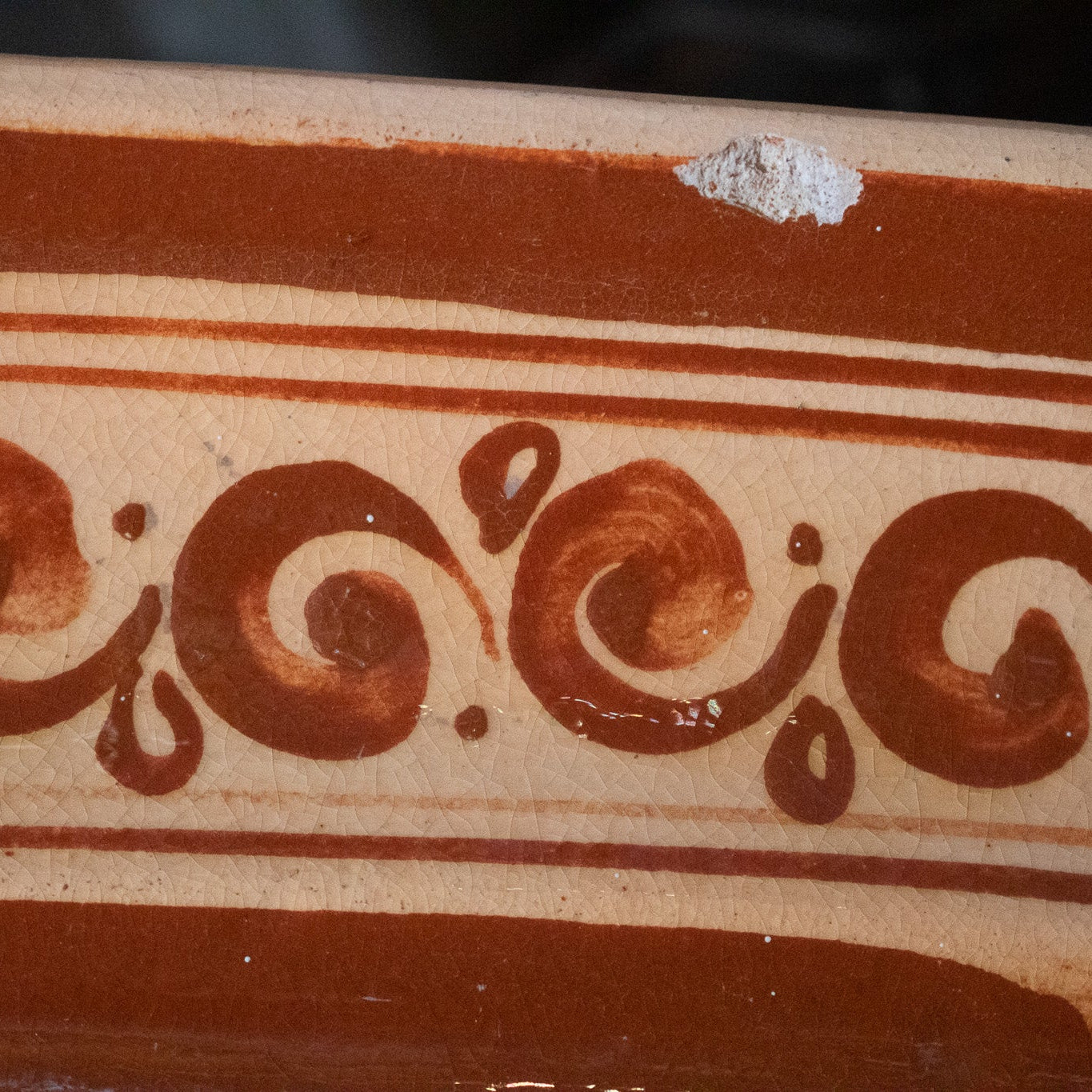 Rare Authentic Antique 1940s Traditional Talavera Hand Throw Red Clay Earthenware Pottery Large Makers Stamp Mexican Serving Platter with Beautifully Hand Painted Custom Glaze Animal Scene