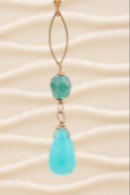 Presious Blue Bead Dangle Earring