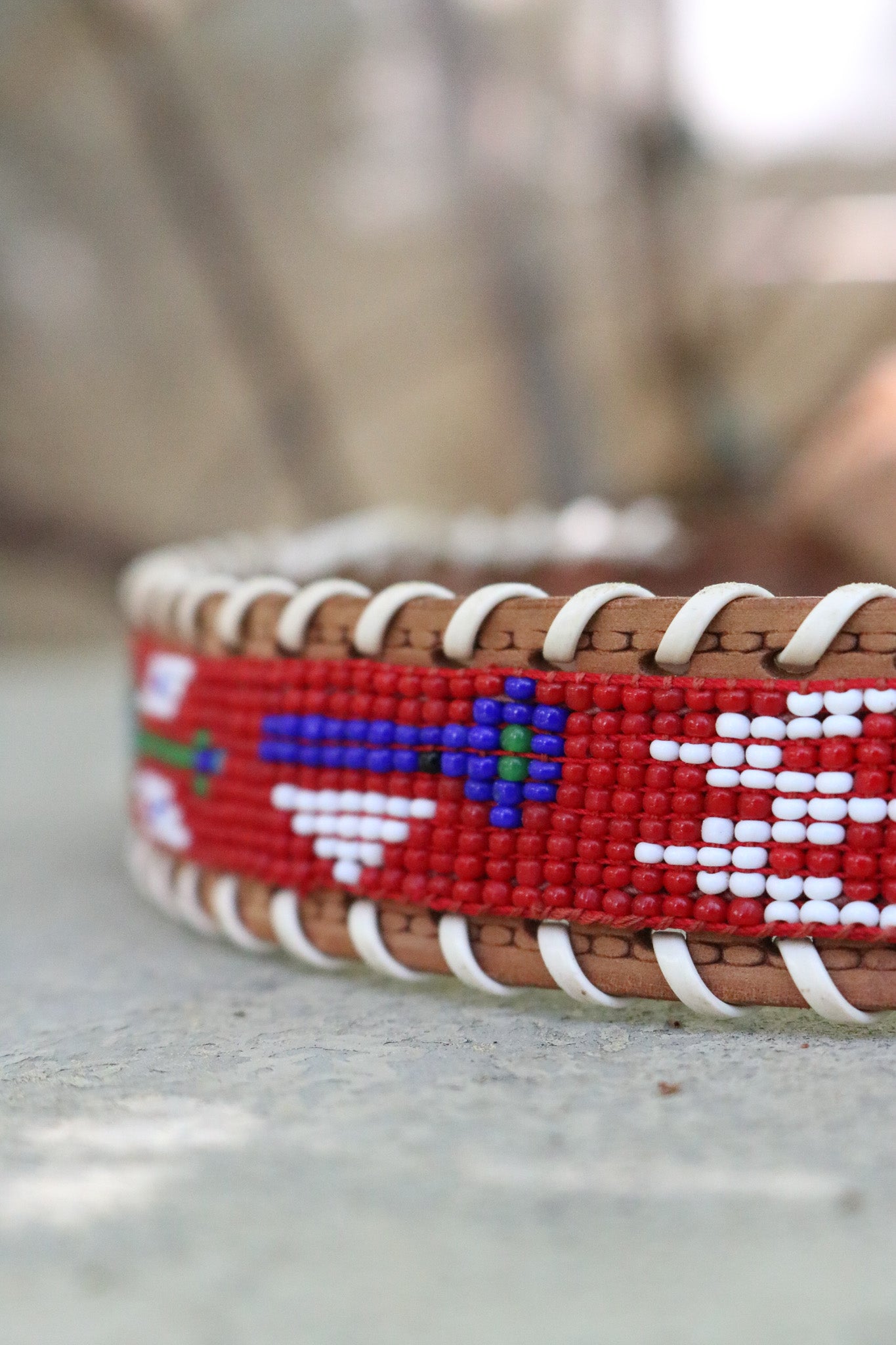 Beaded Cowhide Belt