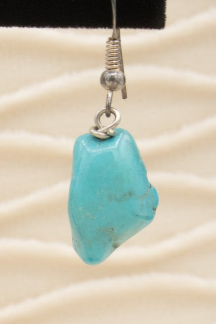Silver and Presious Turquoise Blue Stone Earrings