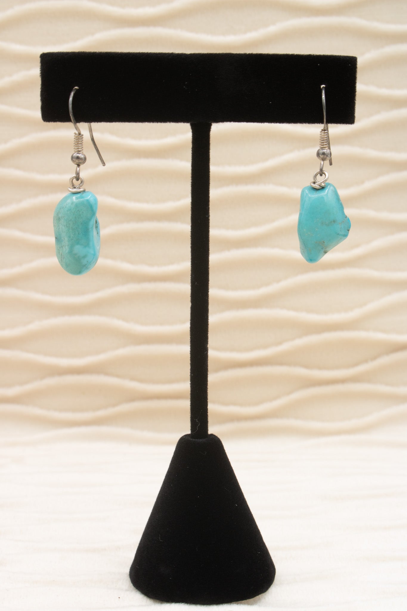 Silver and Presious Turquoise Blue Stone Earrings
