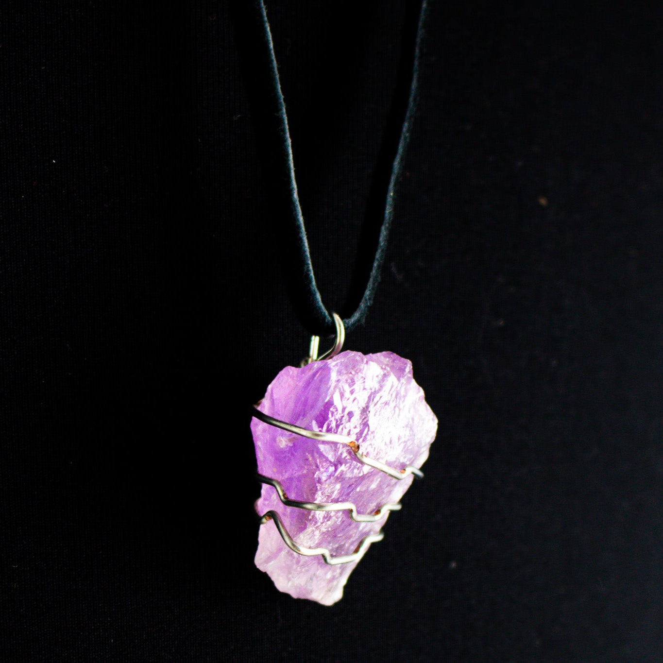 Amethyst Wire wrapped Crystal Necklace