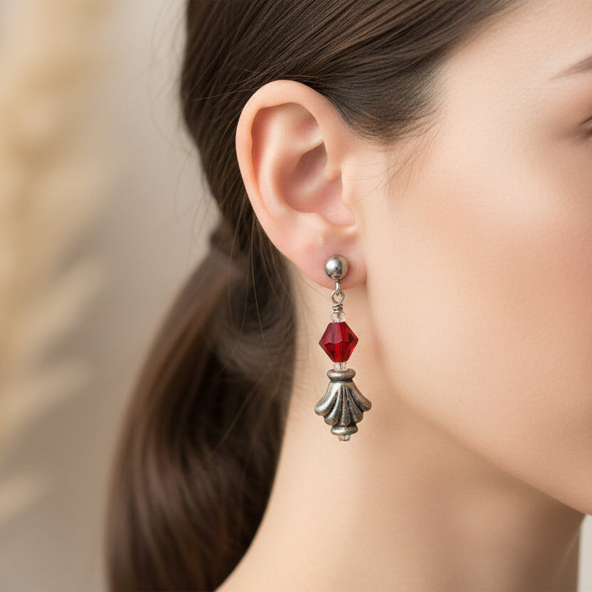 Red Jewel Dangle Earrings