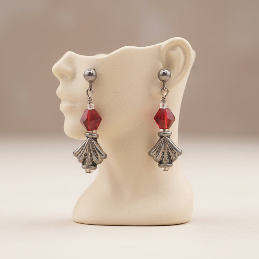 Red Jewel Dangle Earrings