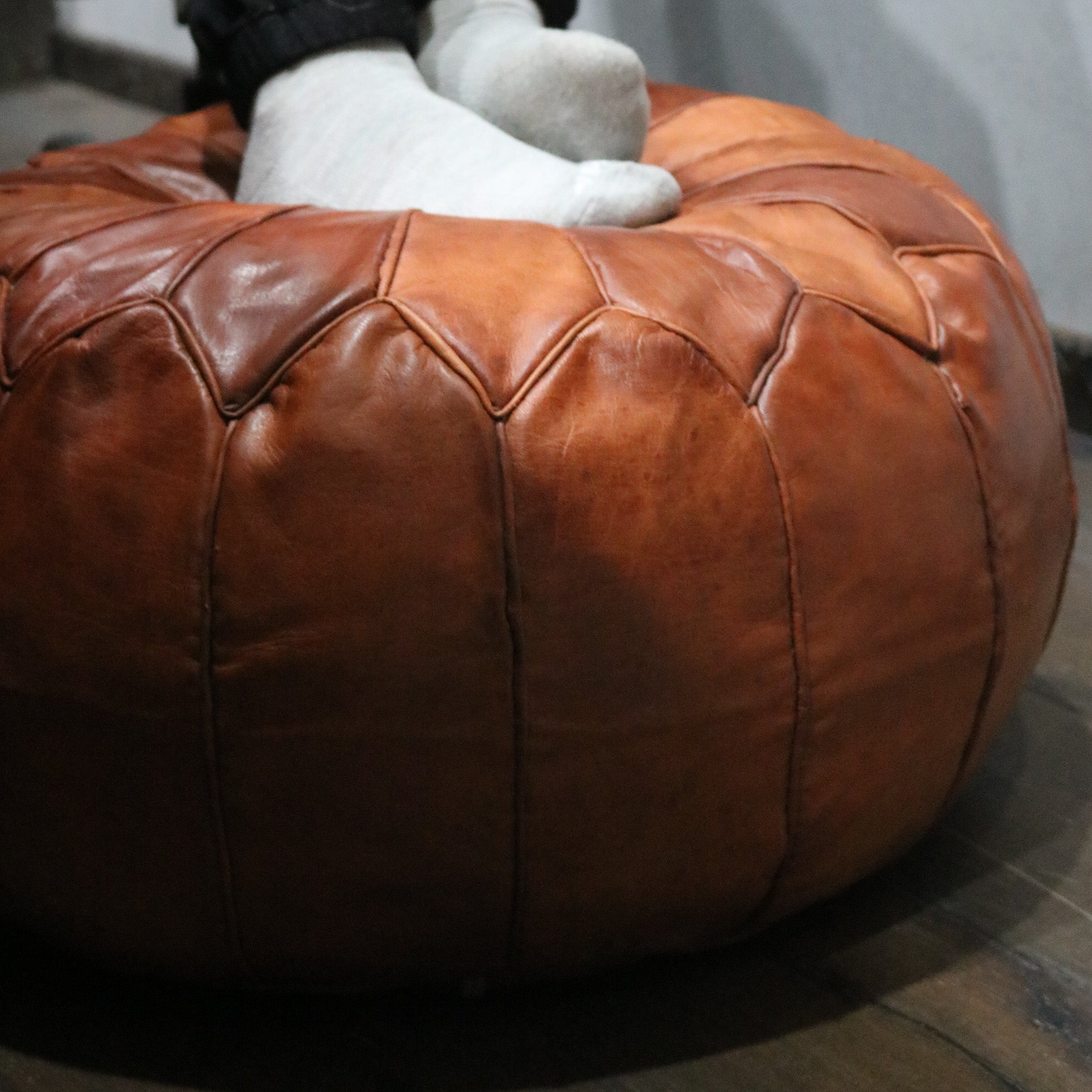 Handcrafted Moroccan Leather Pouf Berber Style Ottoman for Home Decor