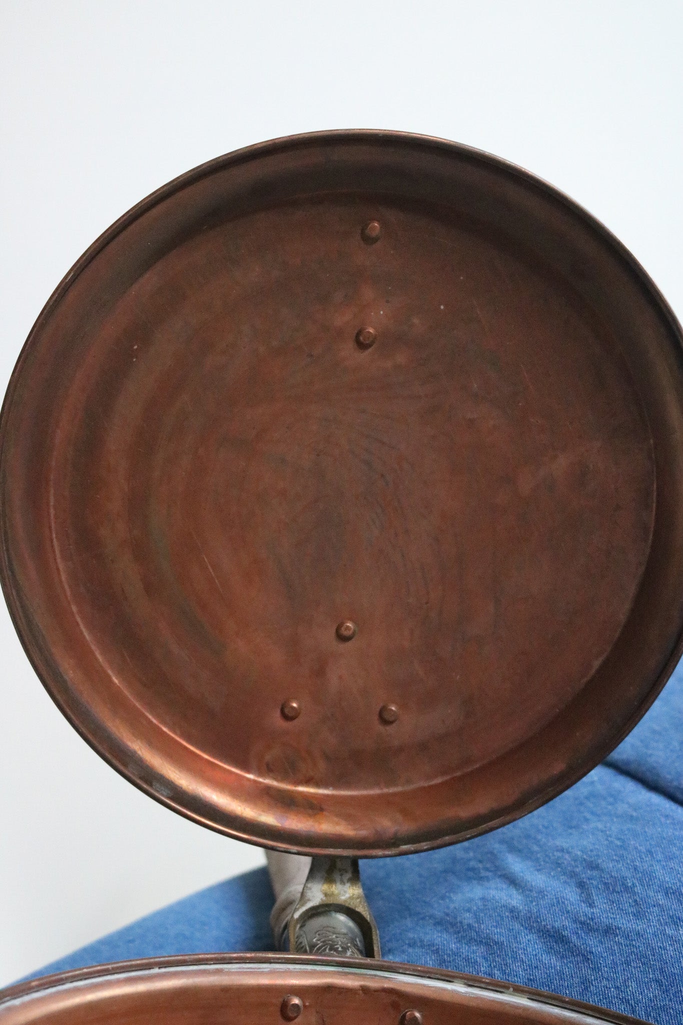 Antique Copper Bed Warmer with Wooden Handle