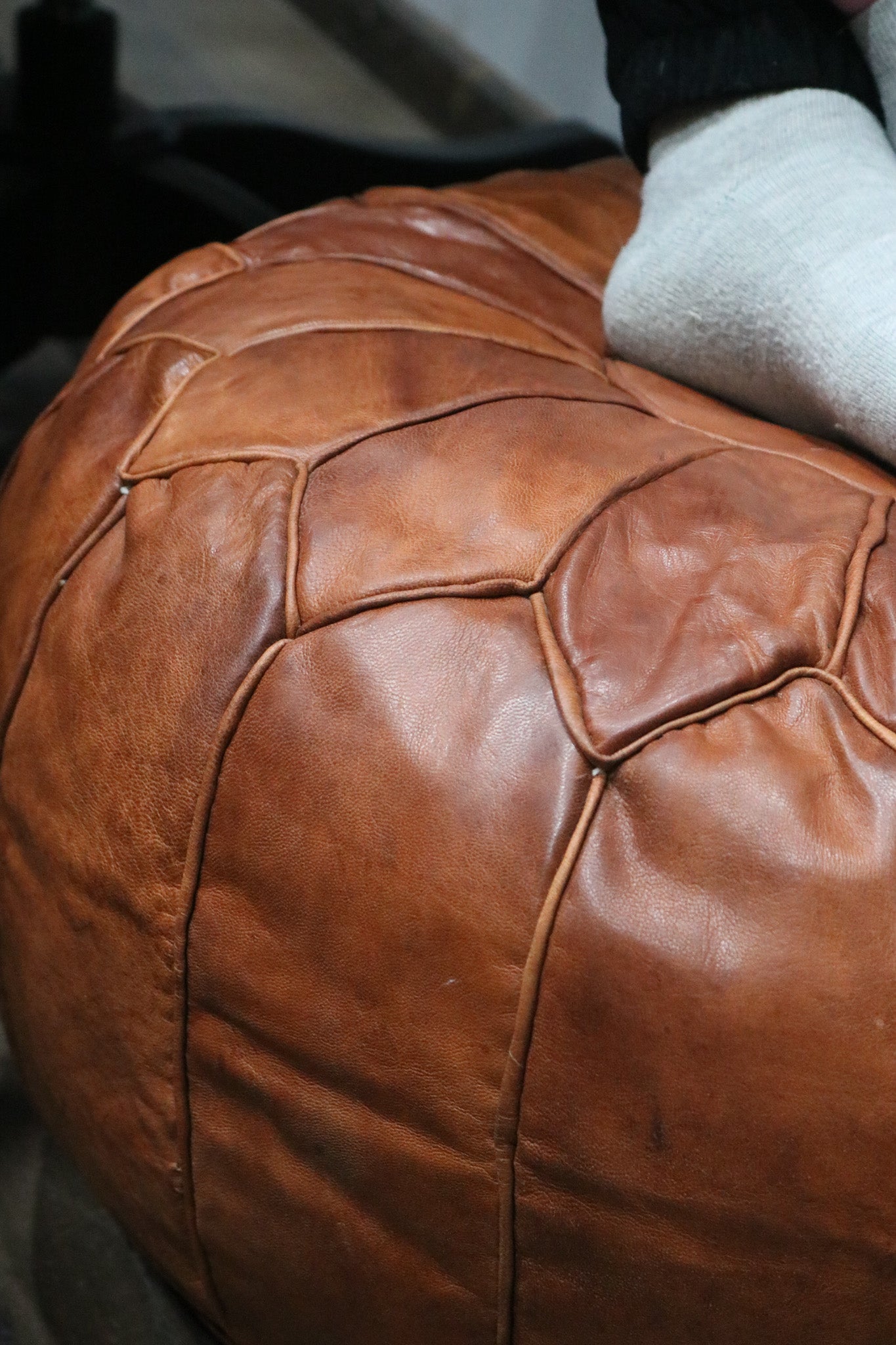 Handcrafted Moroccan Leather Pouf Berber Style Ottoman for Home Decor