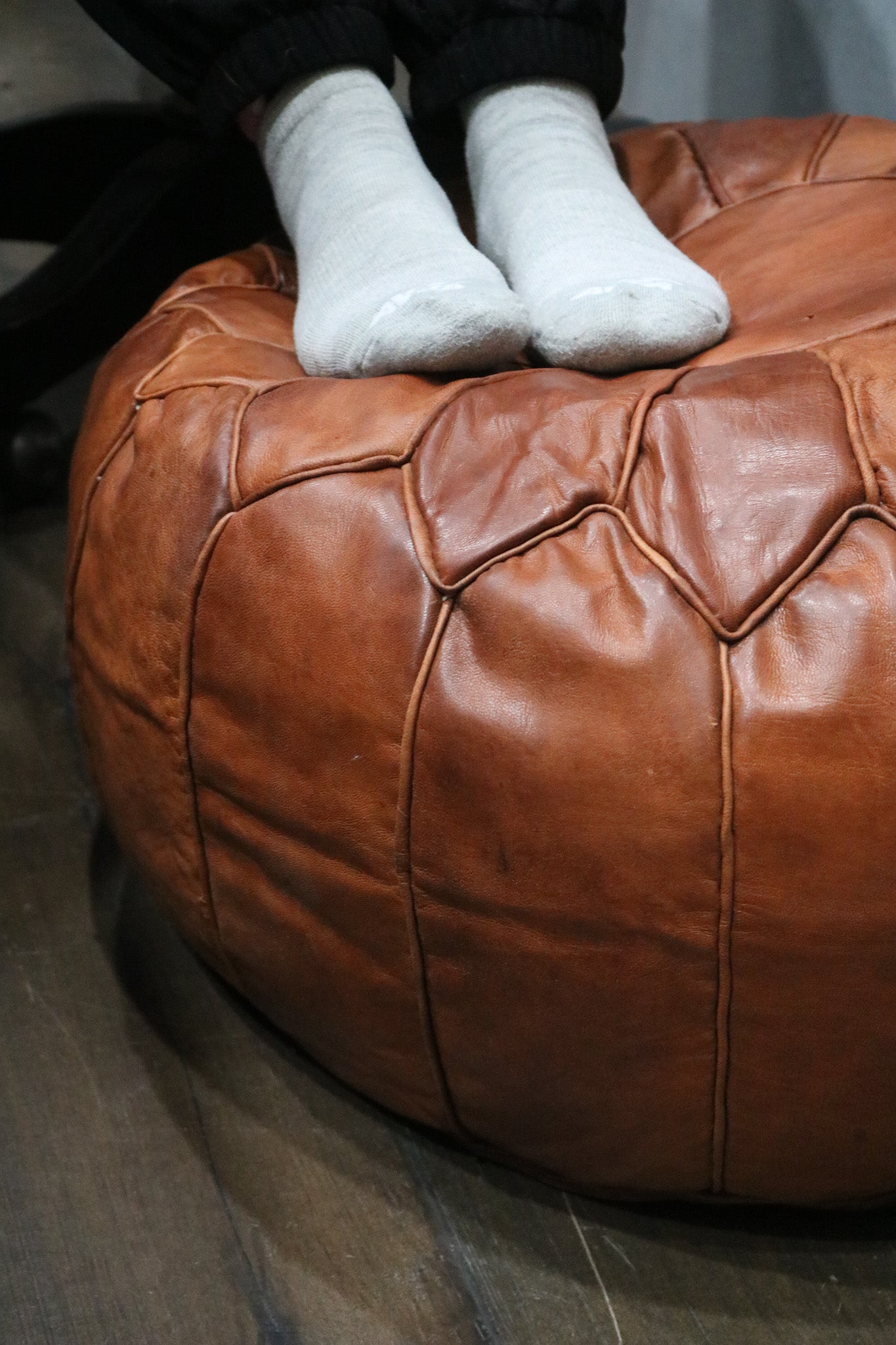 Handcrafted Moroccan Leather Pouf Berber Style Ottoman for Home Decor