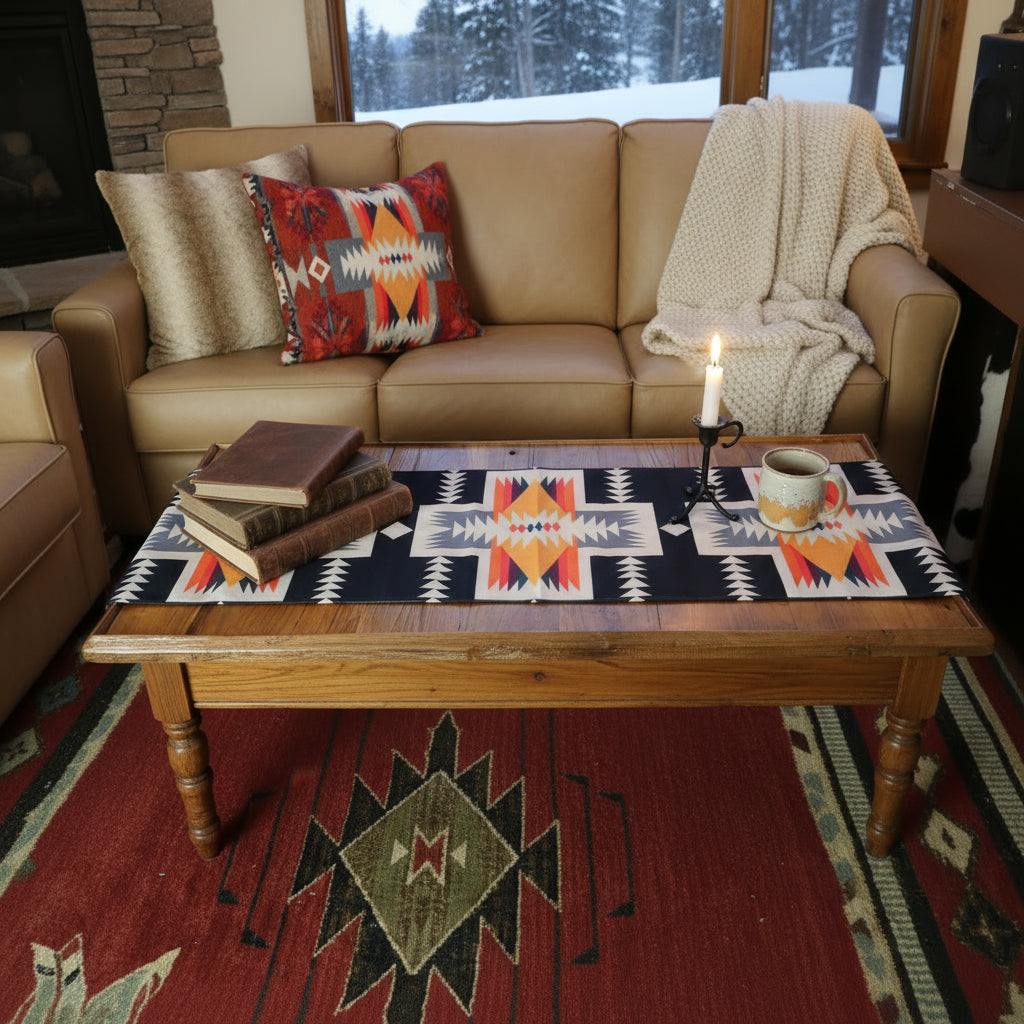 Southwestern Rug Design Table Runner Terracotta Aztec Print Geometric Print