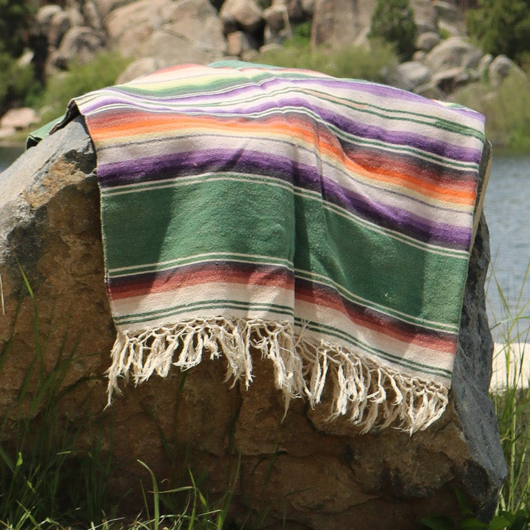 Vintage Multicolored Wool Saltillo Sarape Mexican Blanket