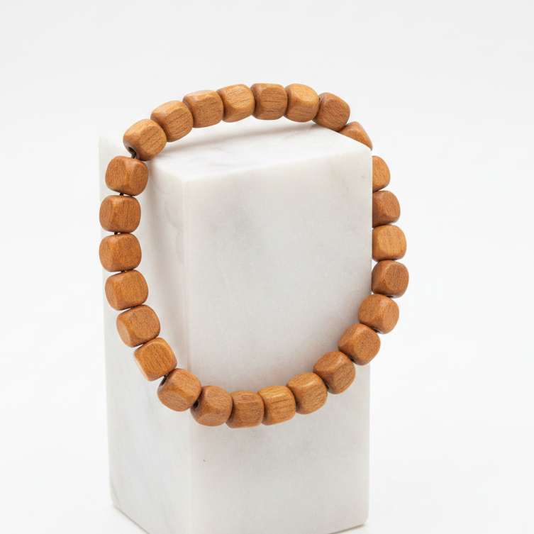 Stretchy Square Wood Beaded Bracelet