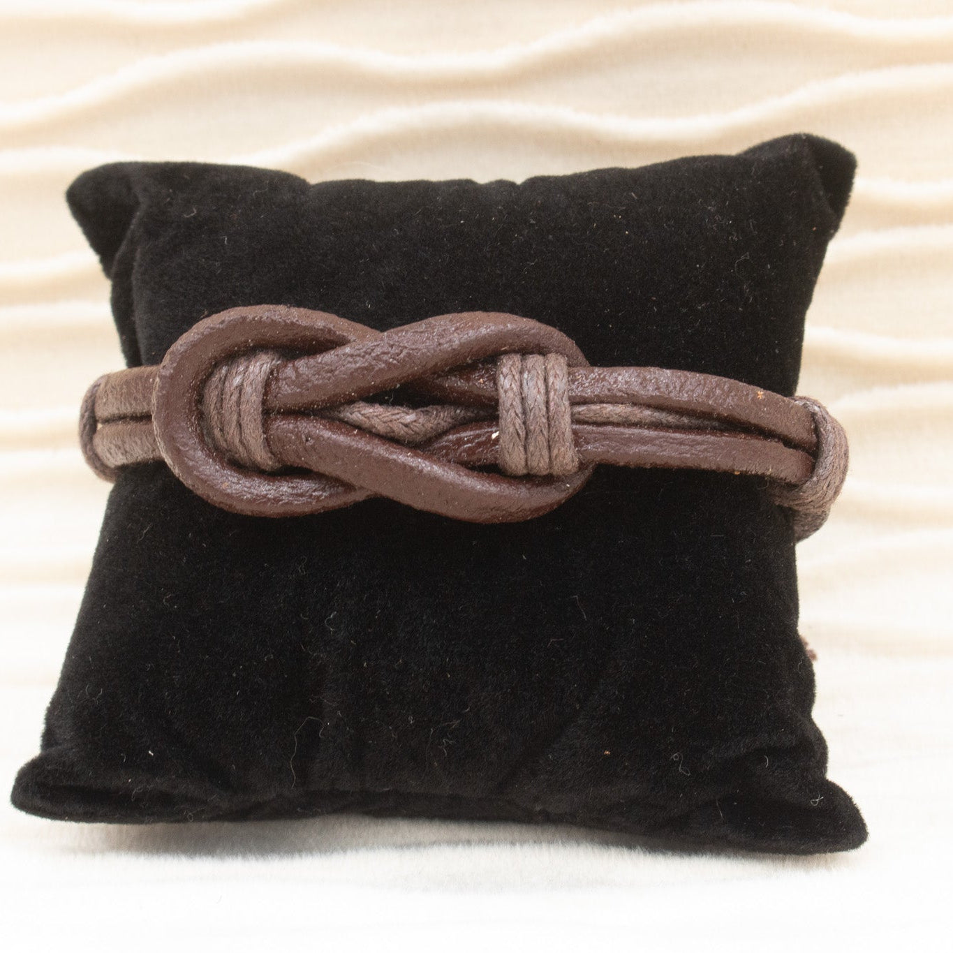 Brown Leather Knot Design Adjustable Bracelet