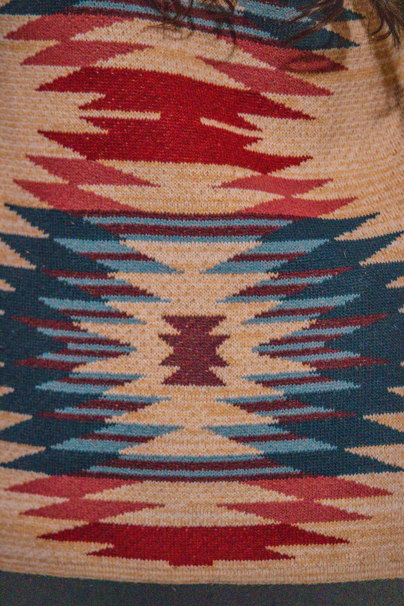 Anne French Aztec Print Cardigan Sweater Multi Color Southwestern Open Front Size M New